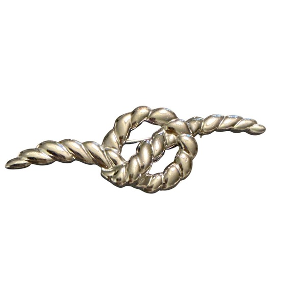 Jewelry - Silver‎ Tone Twisted Rope Knot Brooch Nautical Maritime Lapel Pin Accessory